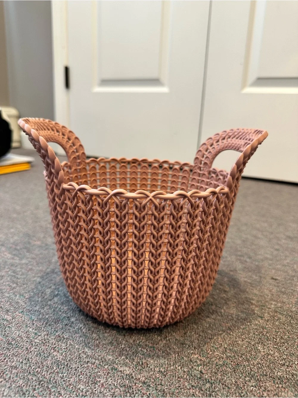 Curvers 3.0 Qt. Knit Round X-Small Storage Basket Set in Mauve Pink